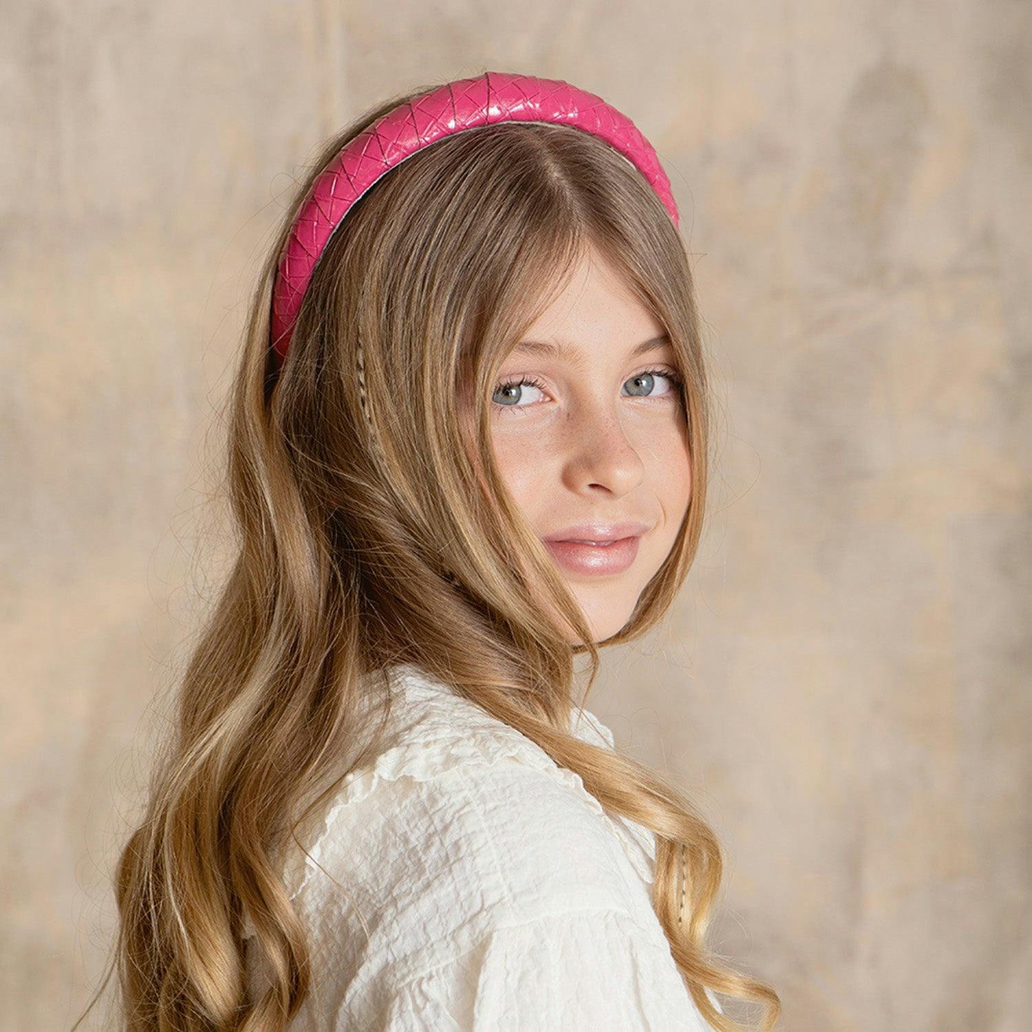Halo Luxe Poppy Braided Woven Patent Headband - Rose