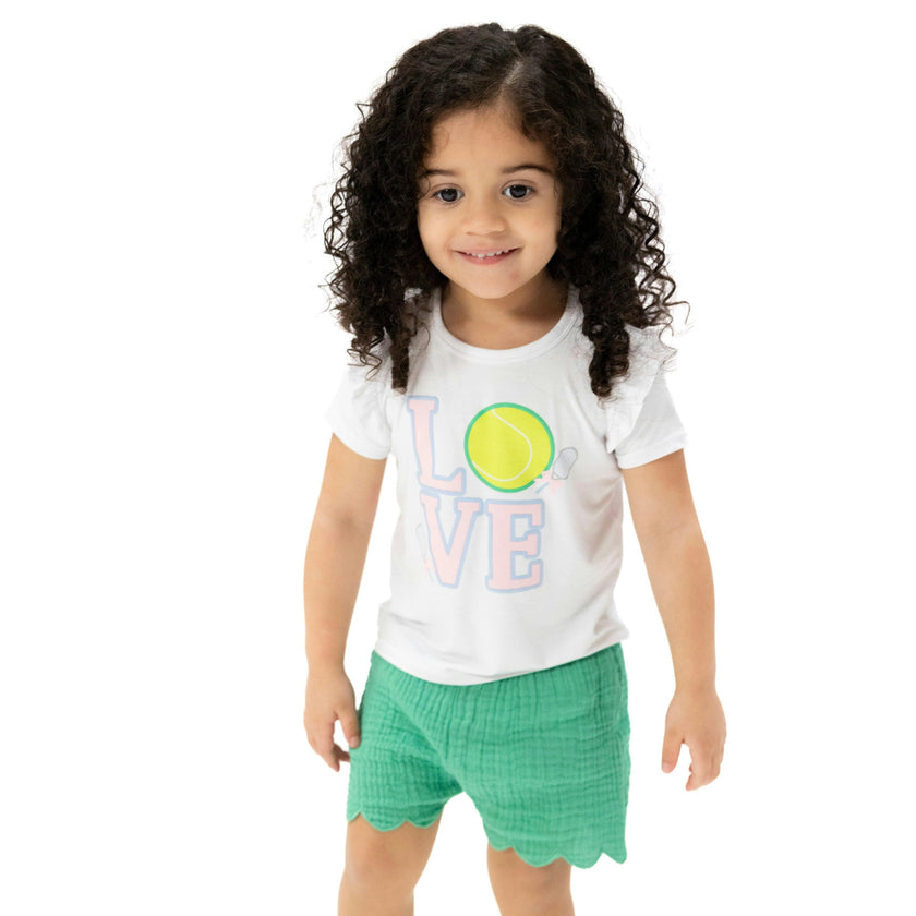 Solid Muslin Ming Green - Scallop Short