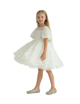 White Laced Tulle Flower Wynfair Dress