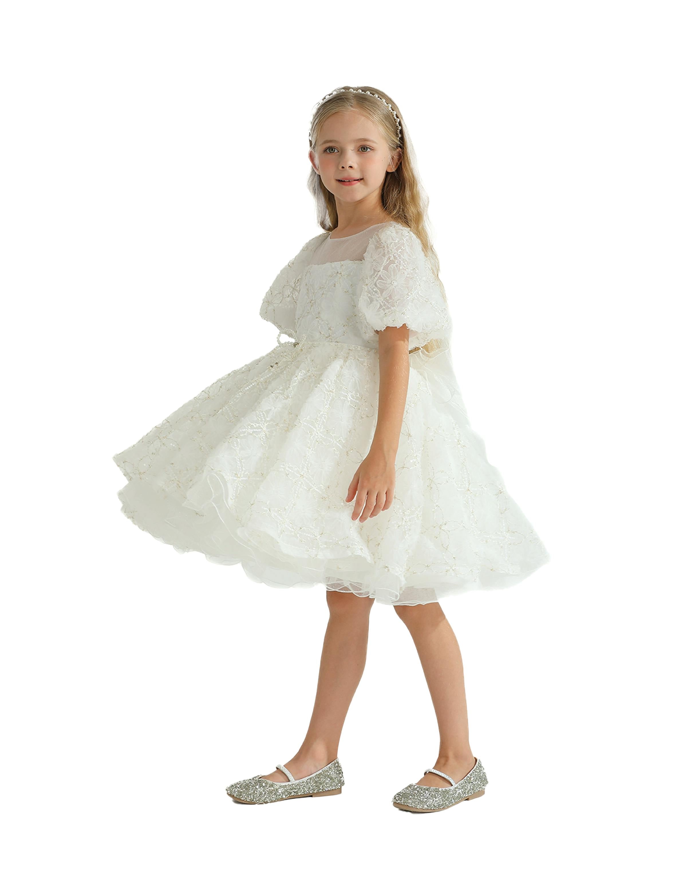 White Laced Tulle Flower Wynfair Dress