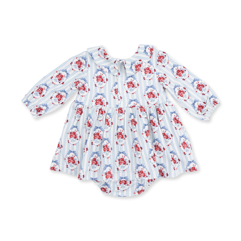 Beverly Cameo Stripe - Long Sleeve Bubble with Peter Pan Collar and Skirt
