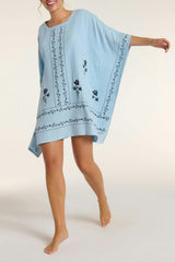 Priscilla Dress in Blue Embroidery