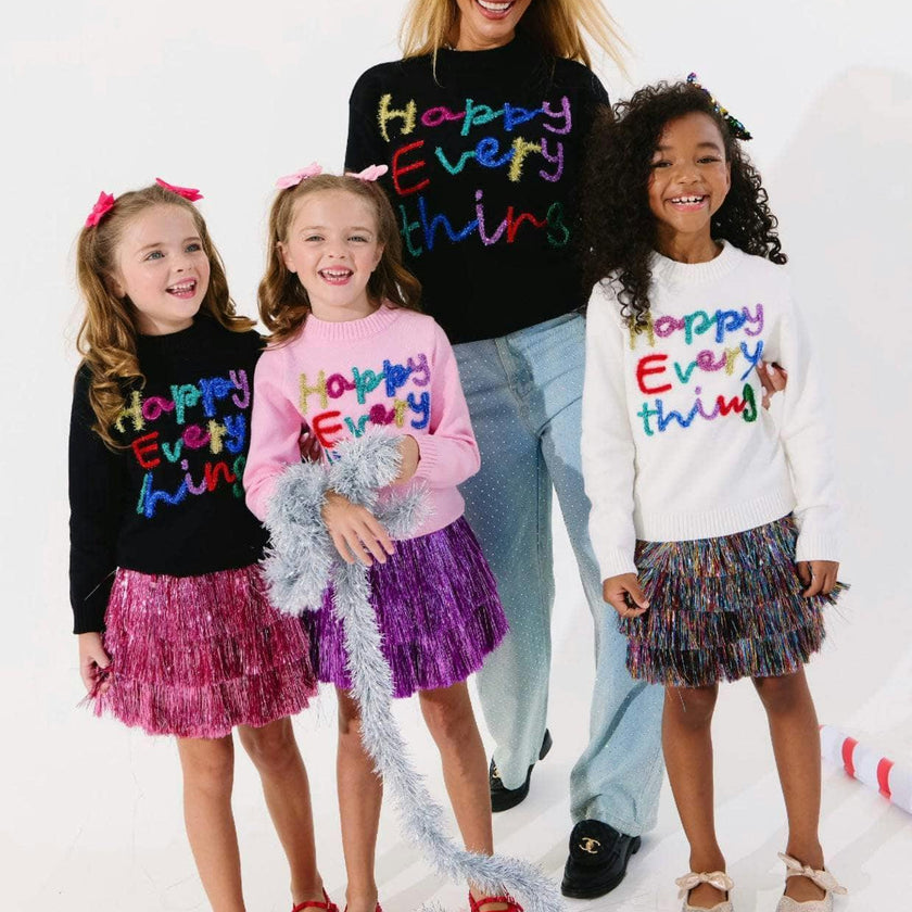 Women's Happy Everything Tinsel Sweater Black