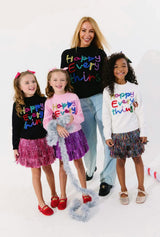 Women's Happy Everything Tinsel Sweater Black