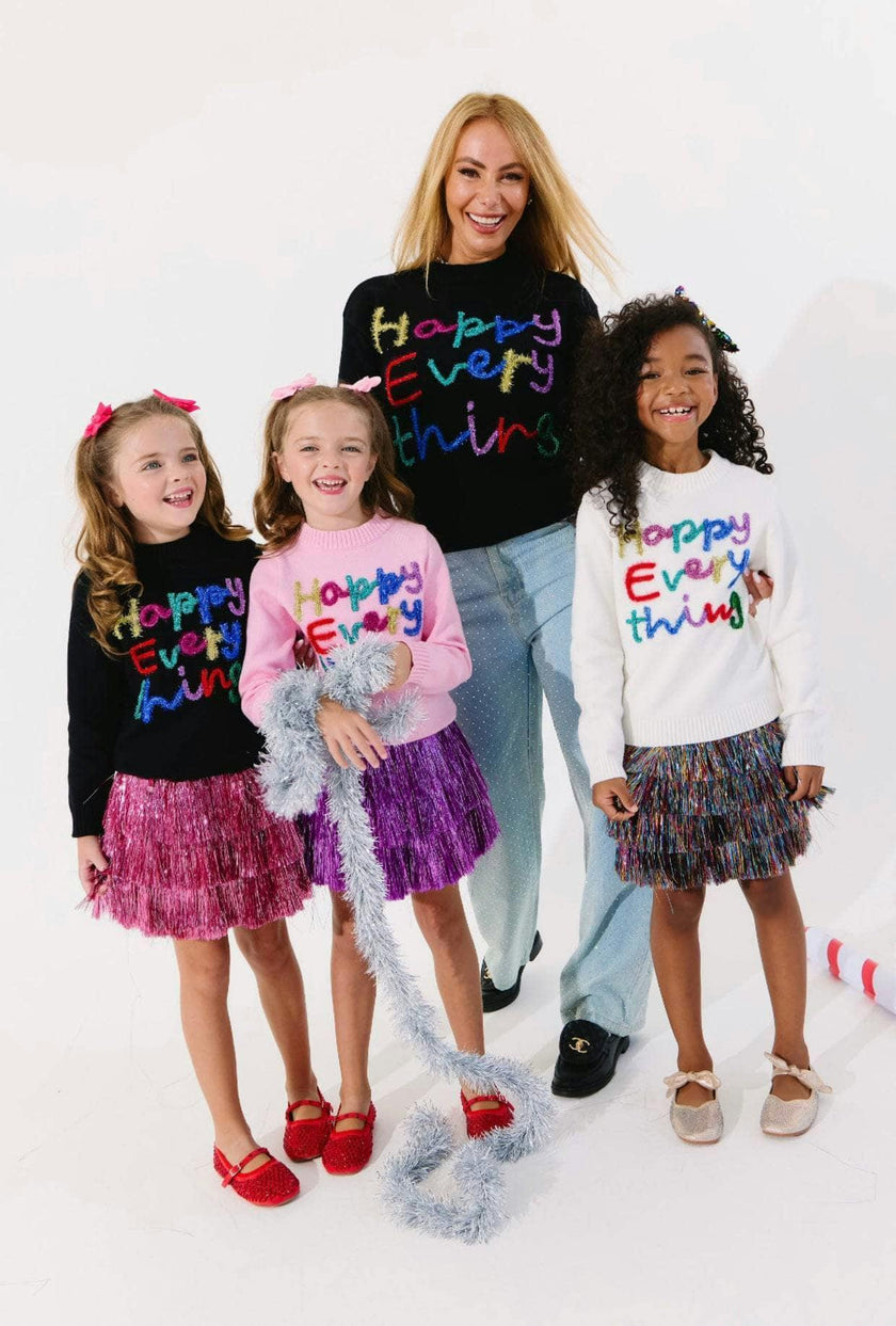 Women's Happy Everything Tinsel Sweater Black