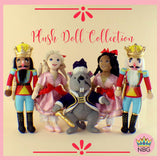 Clara Plush Doll in Soft Pink Satin Dress and Red Bow 14 inch