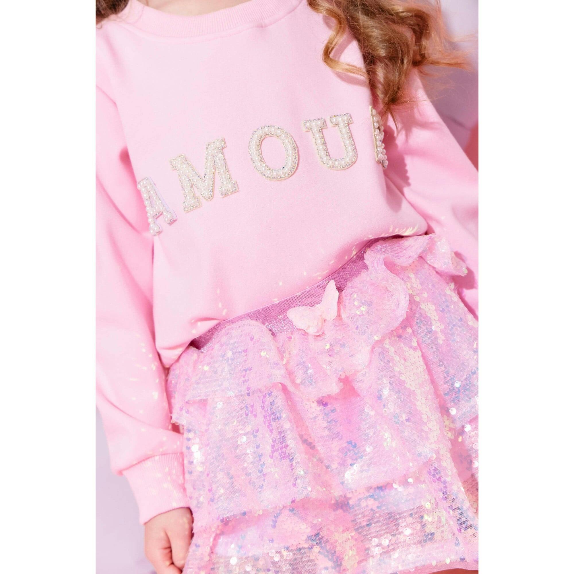 Iridescent Shimmer Sequin Skirt Pink