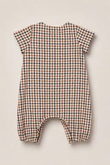 Baby Boy Trevor Romper in Chestnut Gingham