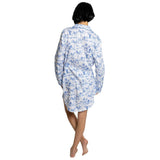 Women's Skydog Toile Blue Night Shirt - Organic Cotton Poplin