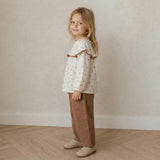 Organic Ruffle Cotton Blouse - Forest Scatter