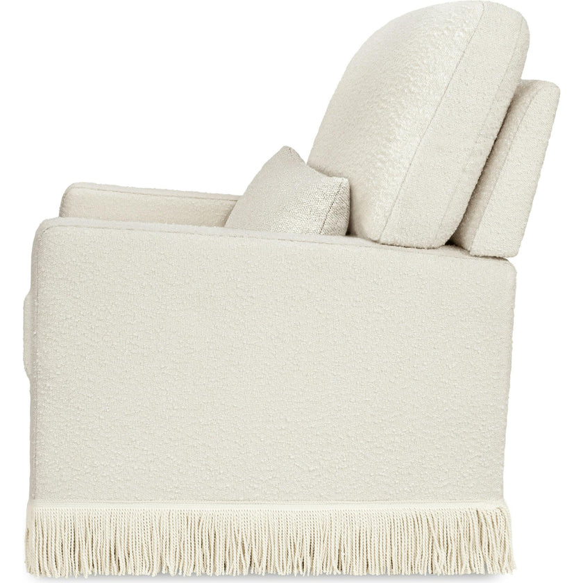 Crawford Pillowback Comfort Swivel Glider | Boucle with Tassel Fringe
