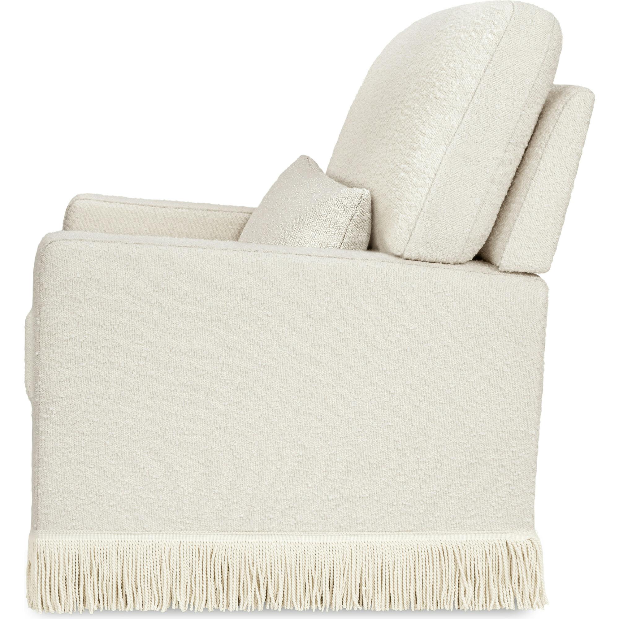 Crawford Pillowback Comfort Swivel Glider | Boucle with Tassel Fringe