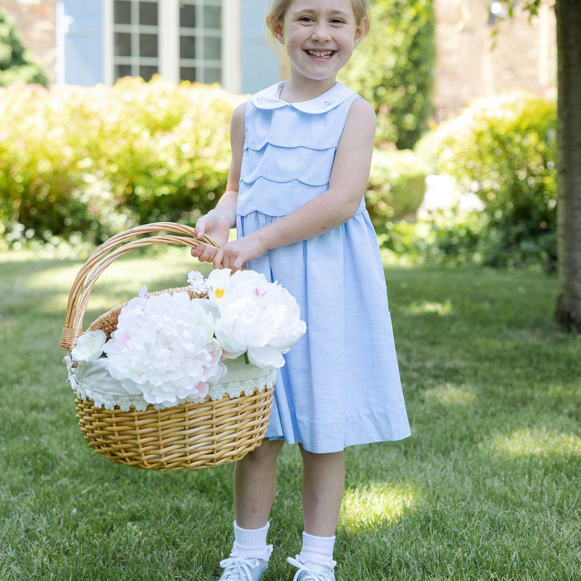 Linen-Look Dress With Embroidered Collar