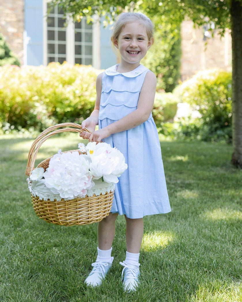 Linen-Look Dress With Embroidered Collar