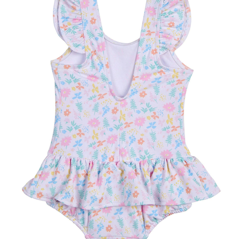 Floral Print Swimsuit With Flowers