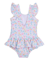 Floral Print Swimsuit With Flowers