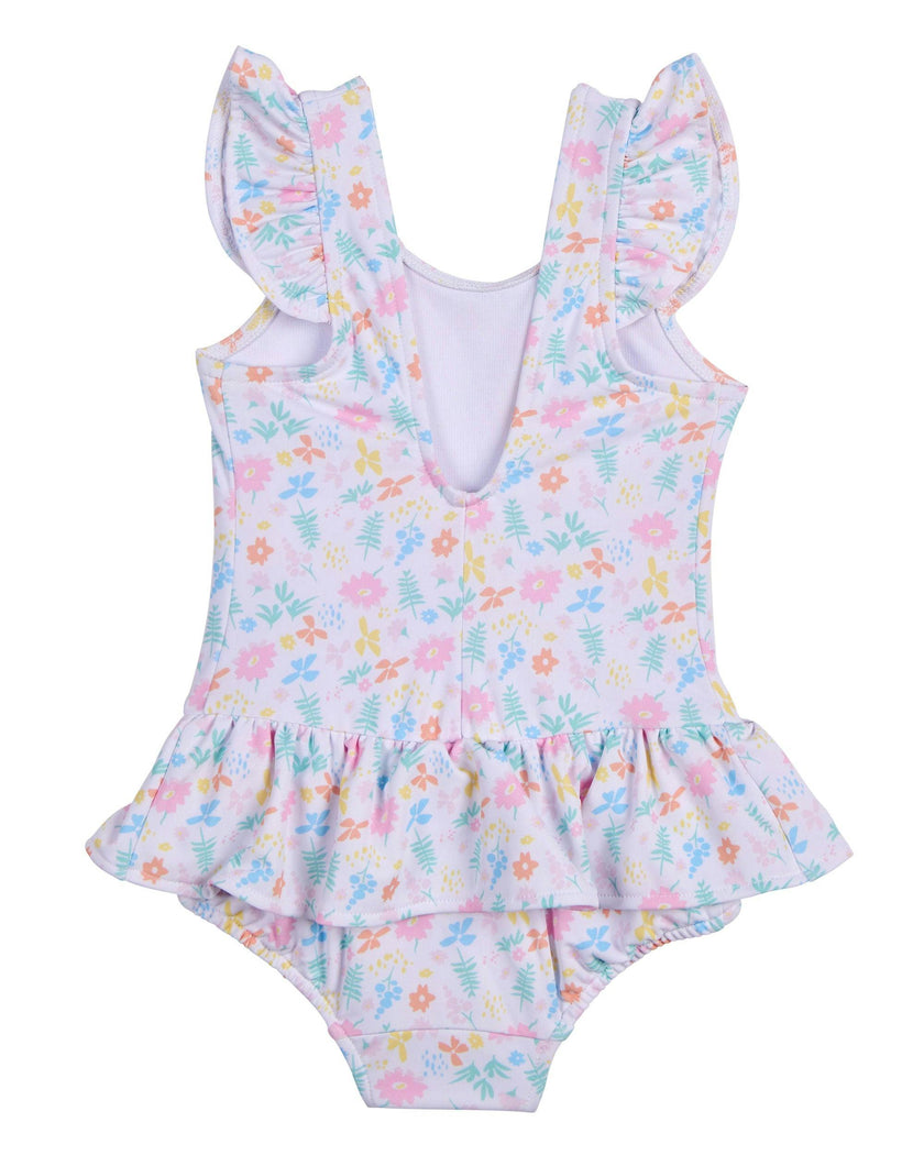 Floral Print Swimsuit With Flowers