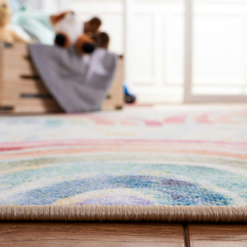 Kids Playhouse Rainbow Rug, Blue