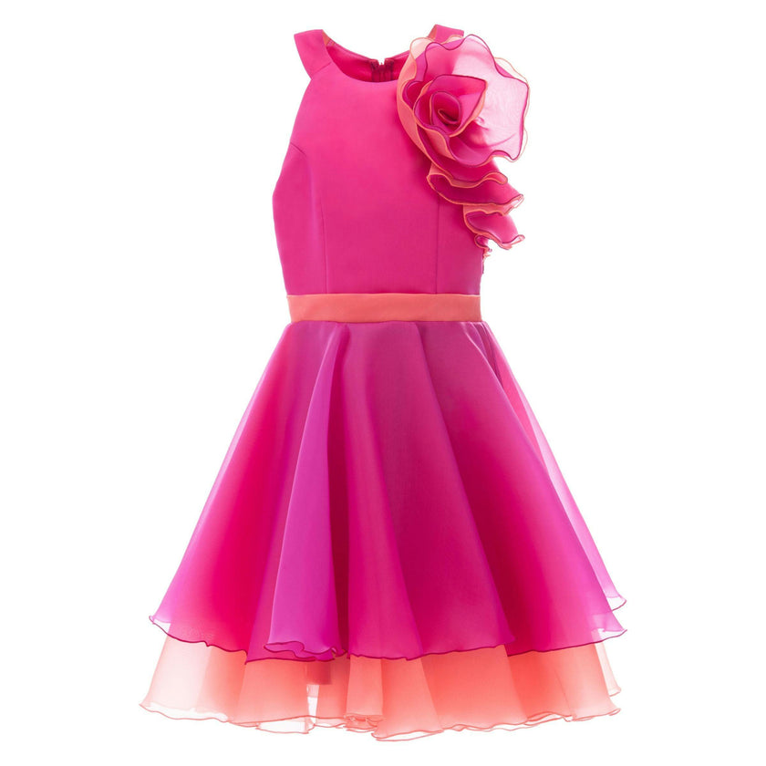 Fuchsia Estancia Halter Organza Dress