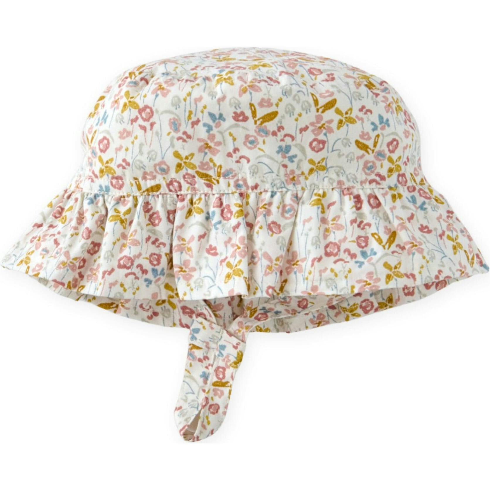 Ruffle Bucket Hat, White