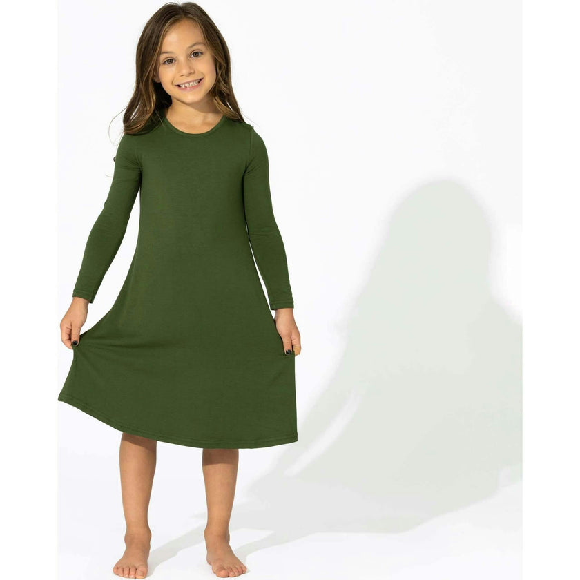 Evergreen Bamboo Girls' Long Sleeve Dress