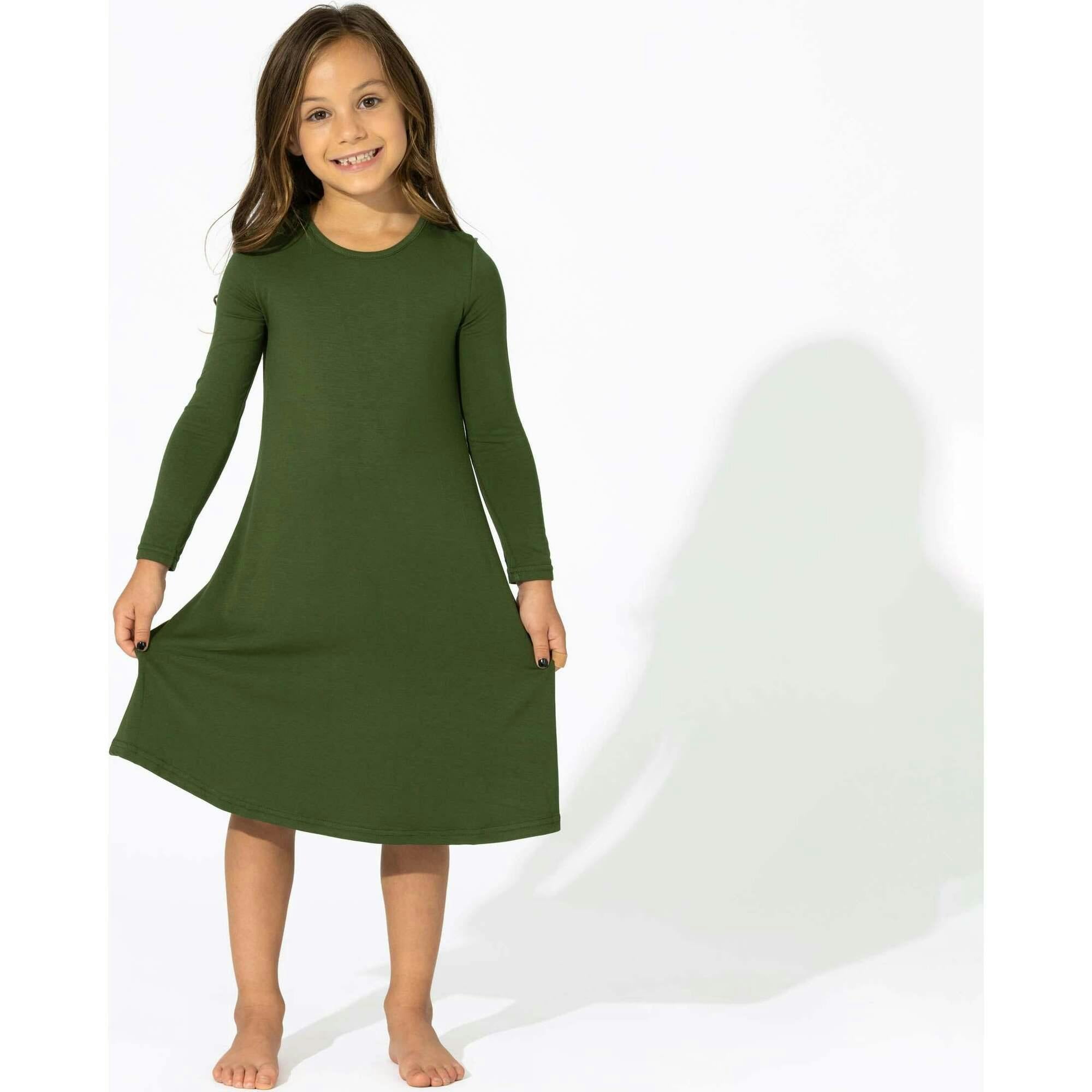 Evergreen Bamboo Girls' Long Sleeve Dress