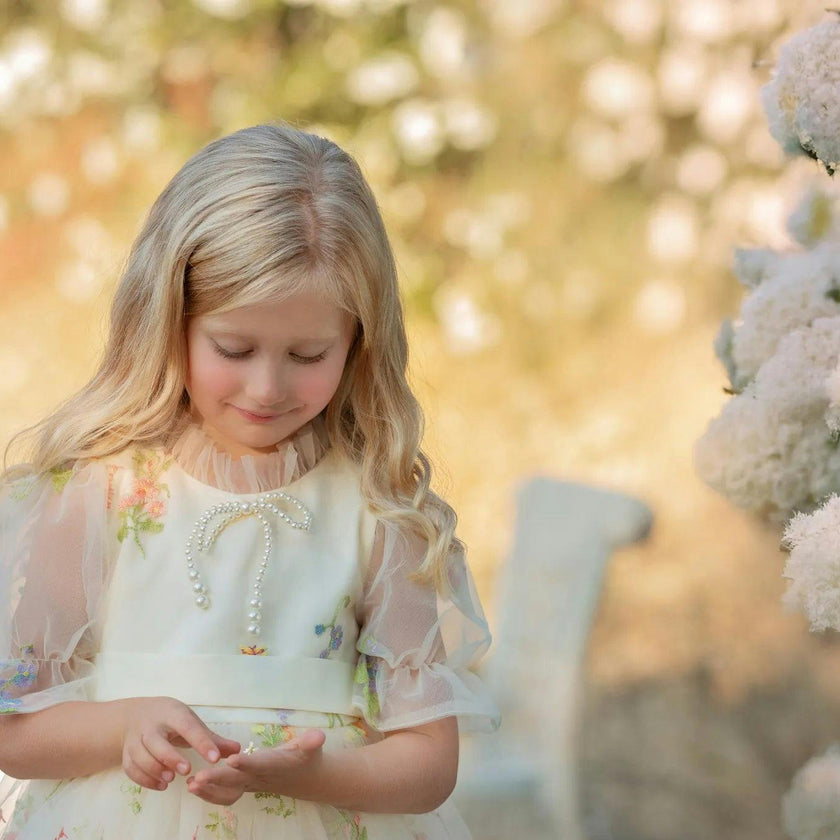 Enchanted Bloom Embroidered Tulle Dress for Girls