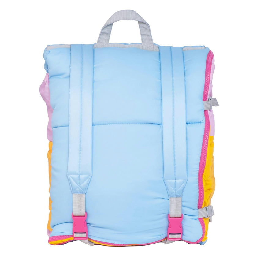 Sleep-N-Pack™ – Big Kid Size | Color Block Camp Collection: Pink Smile Face