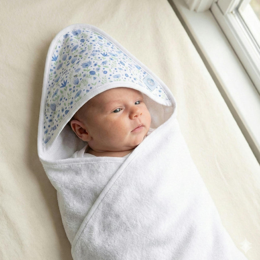 Blue Flowers Hooded Towel
