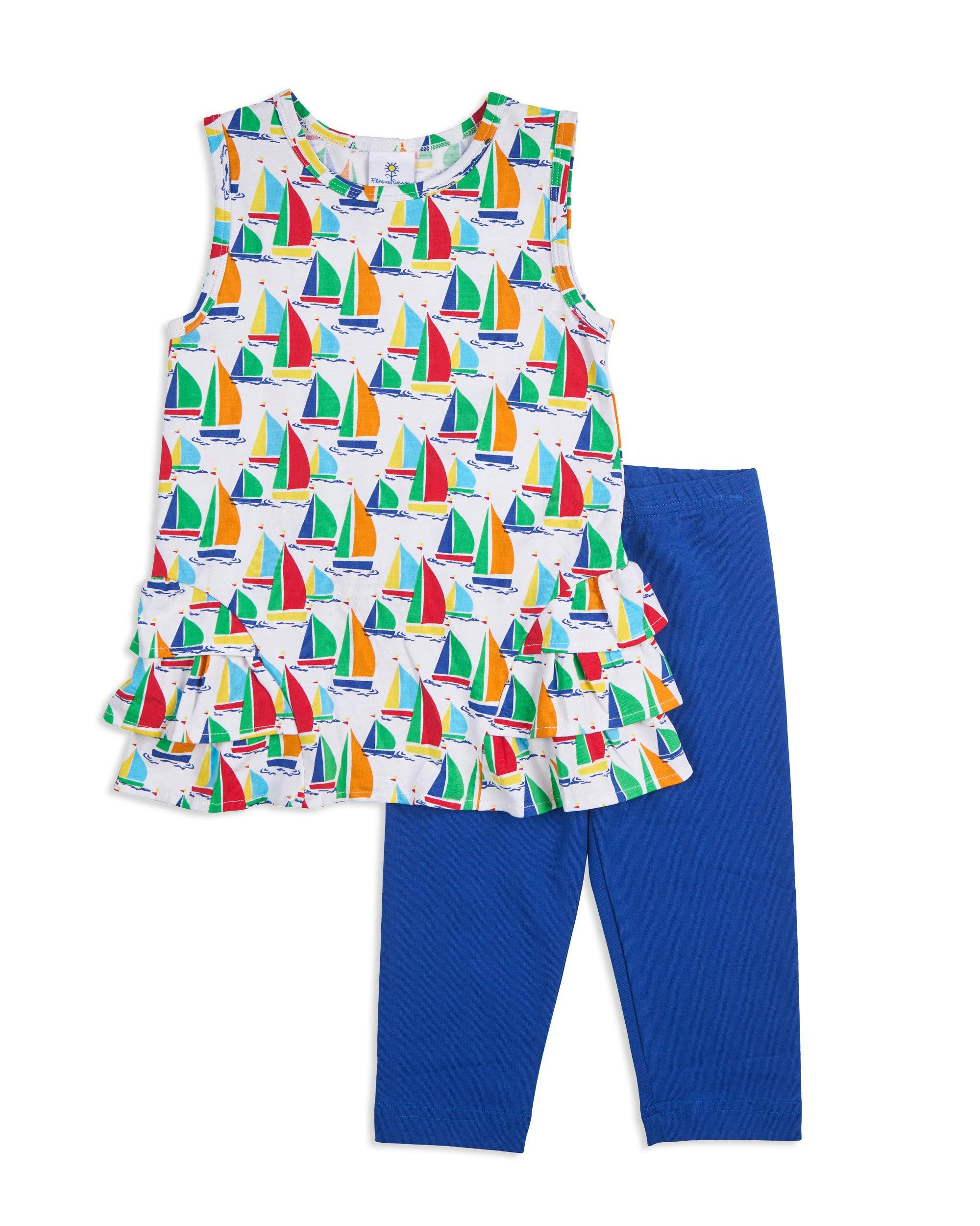 Sailboat Print Tunic with Capri Leggings Set