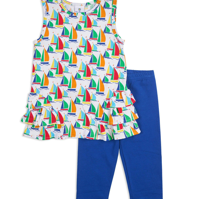 Sailboat Print Tunic with Capri Leggings Set