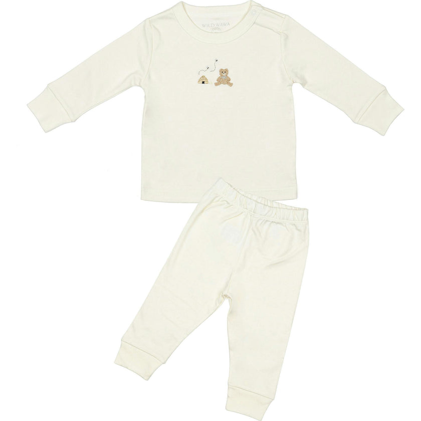 Pima Embroidered Pajama Set in Honey Bear