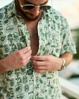 The Passport to Paradise - Men's Linen Passport Stamp Hawaiian Shirt