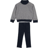Kids Unisex Soft Gingham Neck Sweatshirt & Legging Set