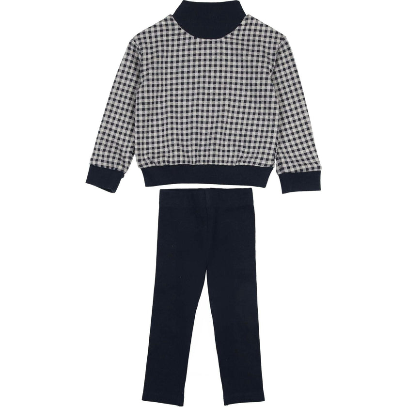 Kids Unisex Soft Gingham Neck Sweatshirt & Legging Set