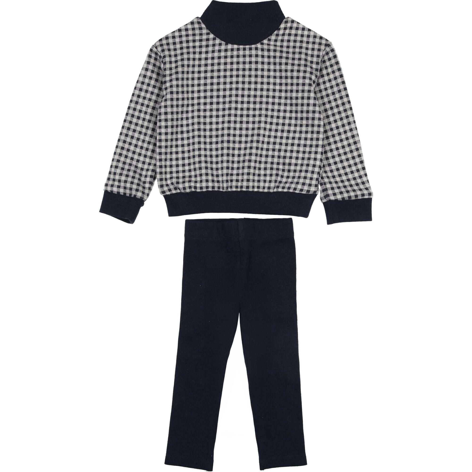 Kids Unisex Soft Gingham Neck Sweatshirt & Legging Set