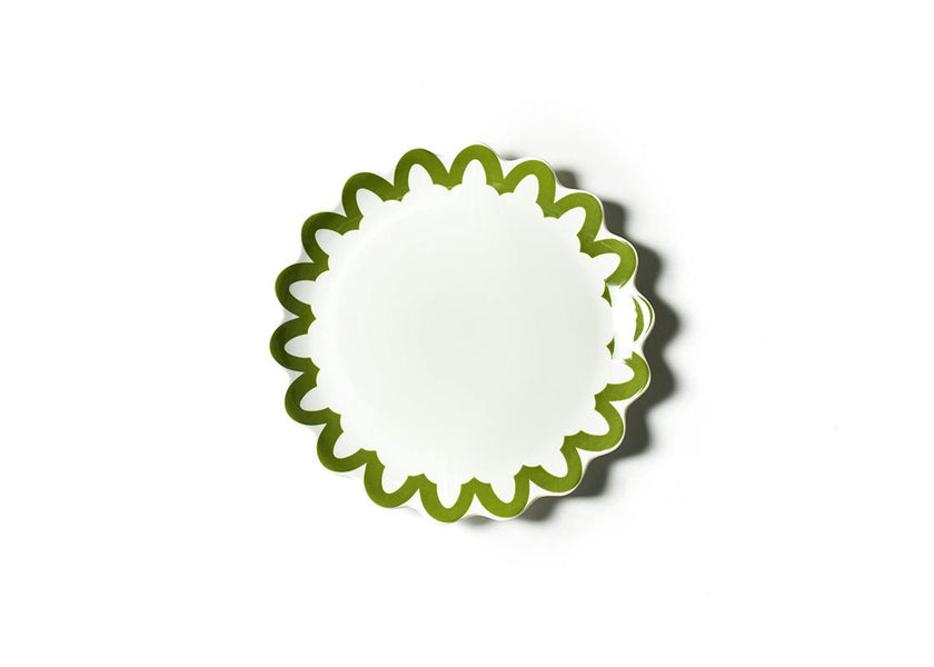 Olive Arabesque Trim Scallop Dinner Plate