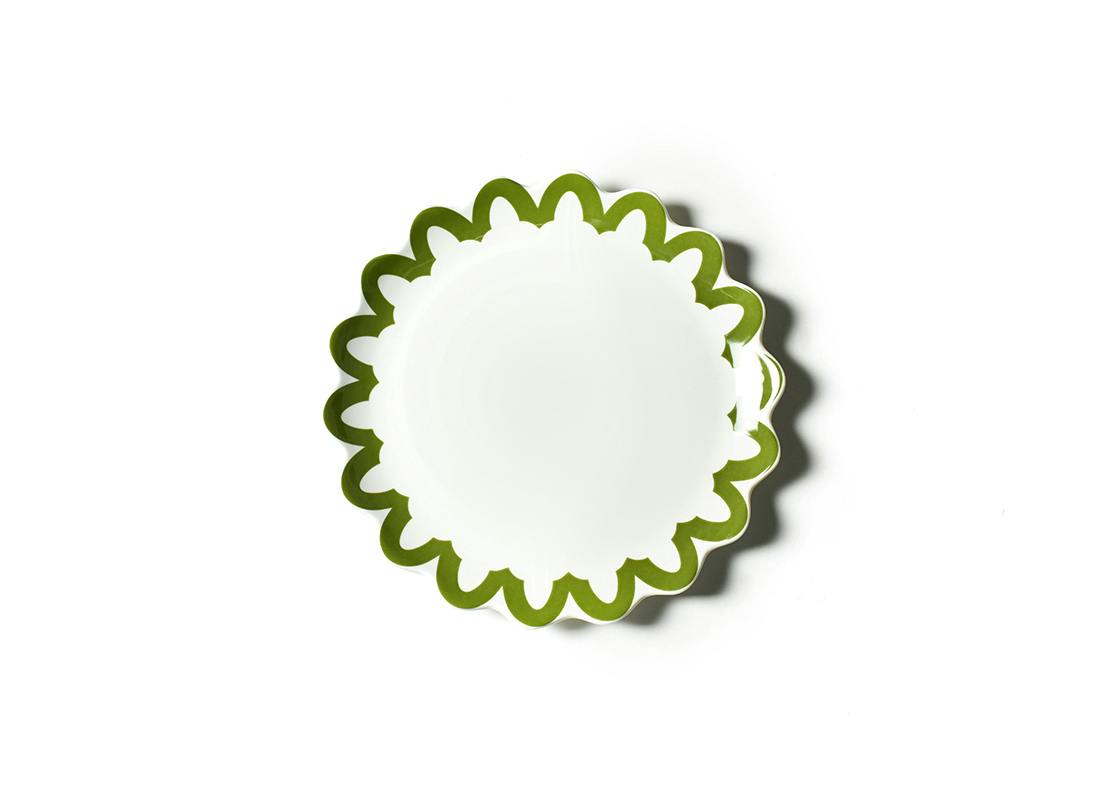 Olive Arabesque Trim Scallop Dinner Plate