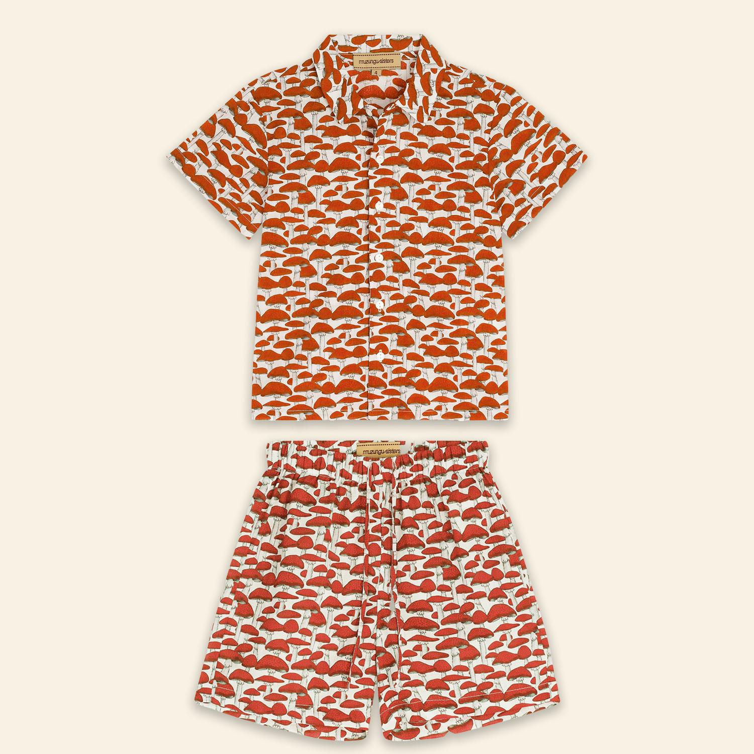 Kids Aryo Shirt and Otto Shorts Red Mushroom