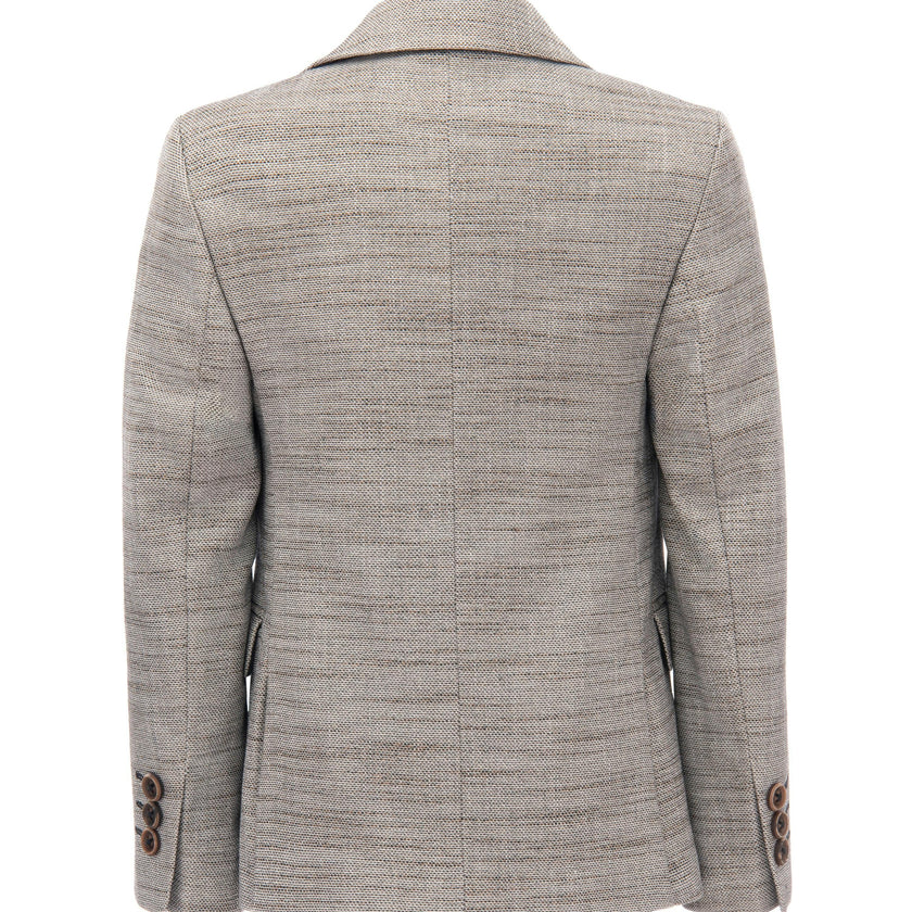 Beige Tweed Peak Lapel Blazer