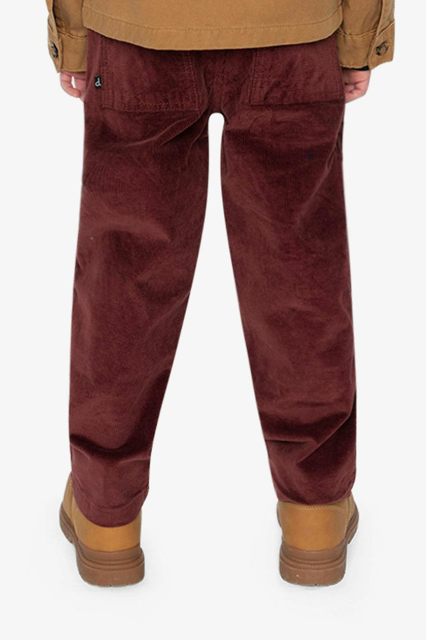 Stretch Corduroy Pants with Cargo Pocket Reddish-Brown