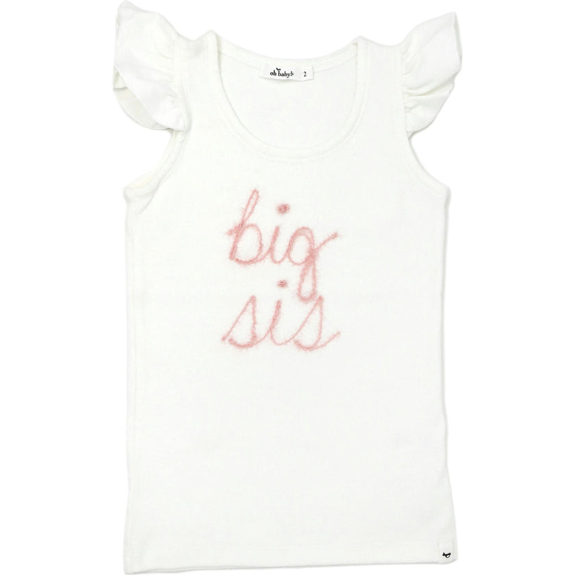 "big sis" Embroidered Cotton Baby Rib Full Sleeve Tank