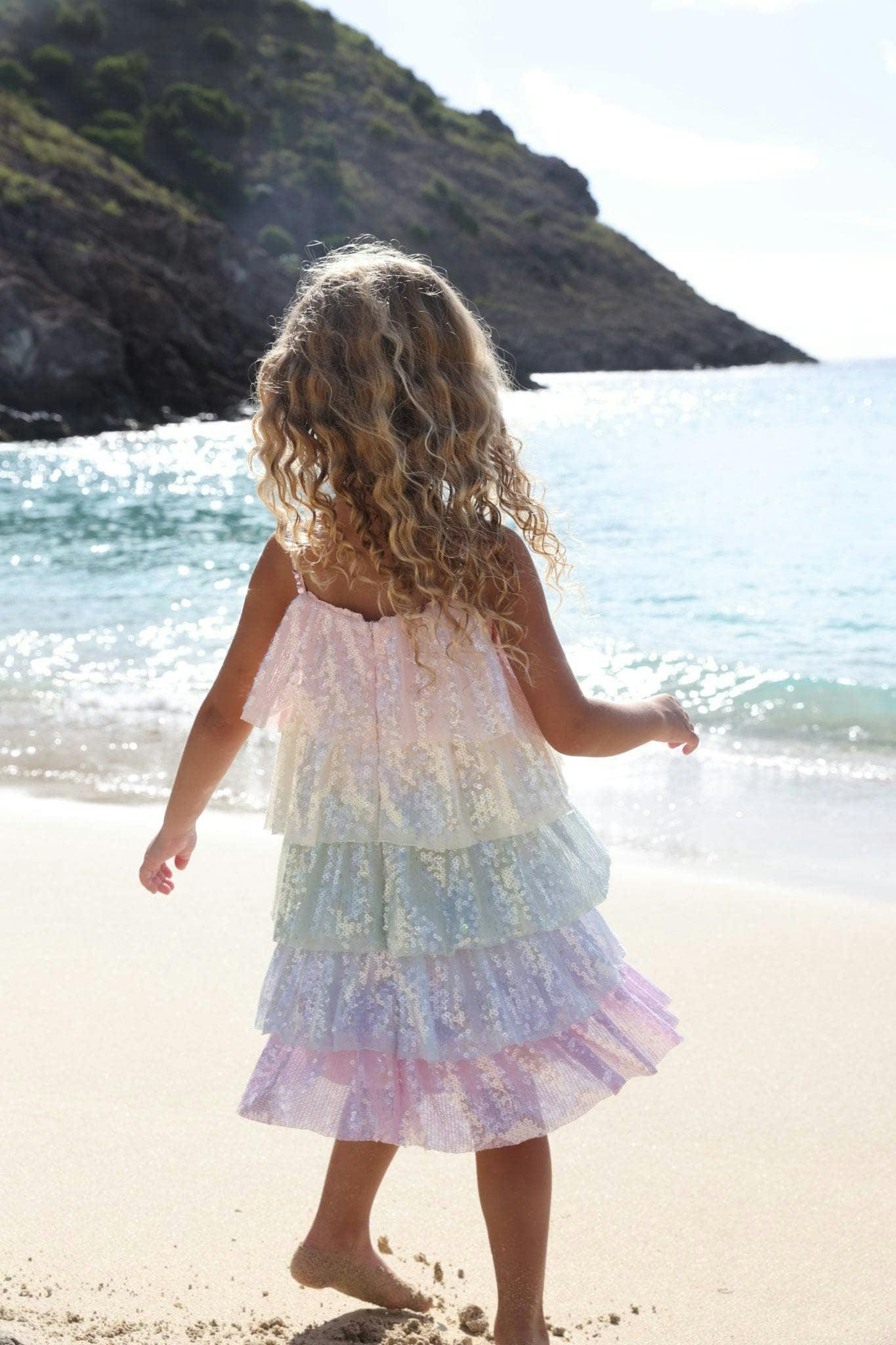 Rainbow Sequin Tiered Dress