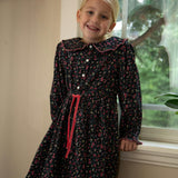 Girls Adelaide Velvet Tie Dress | Ebony Floral