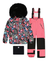 Two Piece Play Snowsuit Black Zebra Print With Pink Pants