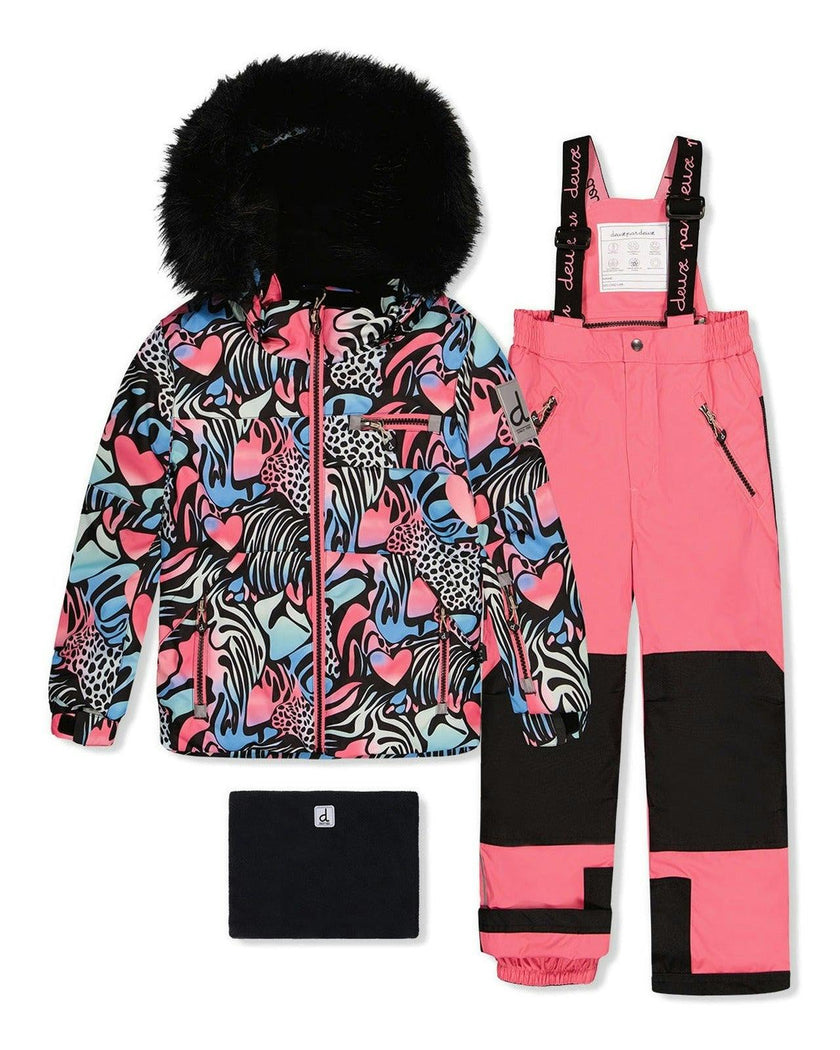 Two Piece Play Snowsuit Black Zebra Print With Pink Pants