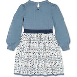 Organic Long Sleeve Skater Sweater Dress with Bow, Blue