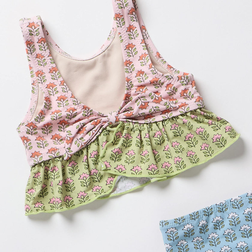 Girls Palmer Tankini - Multi Prairie Block Print