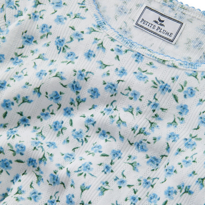 Women's Pointelle T-Shirt in Blue Floral