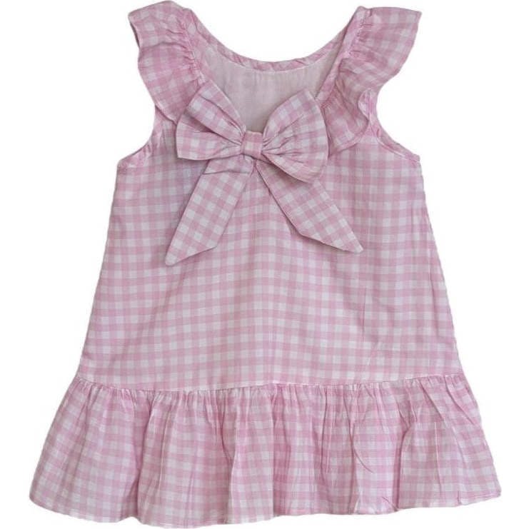 Gingham Yellow Back Bow Dress